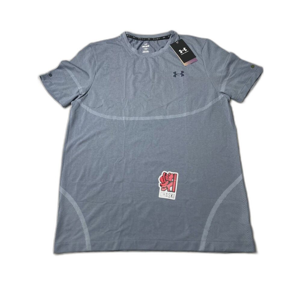 Under Armour UA Rush Men's Jersey Medium Fitted Seamless Legacy Gray running